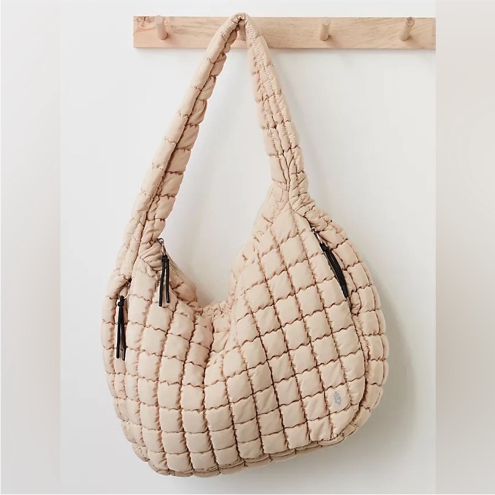 Free People Cream Quilted Shoulder Bag